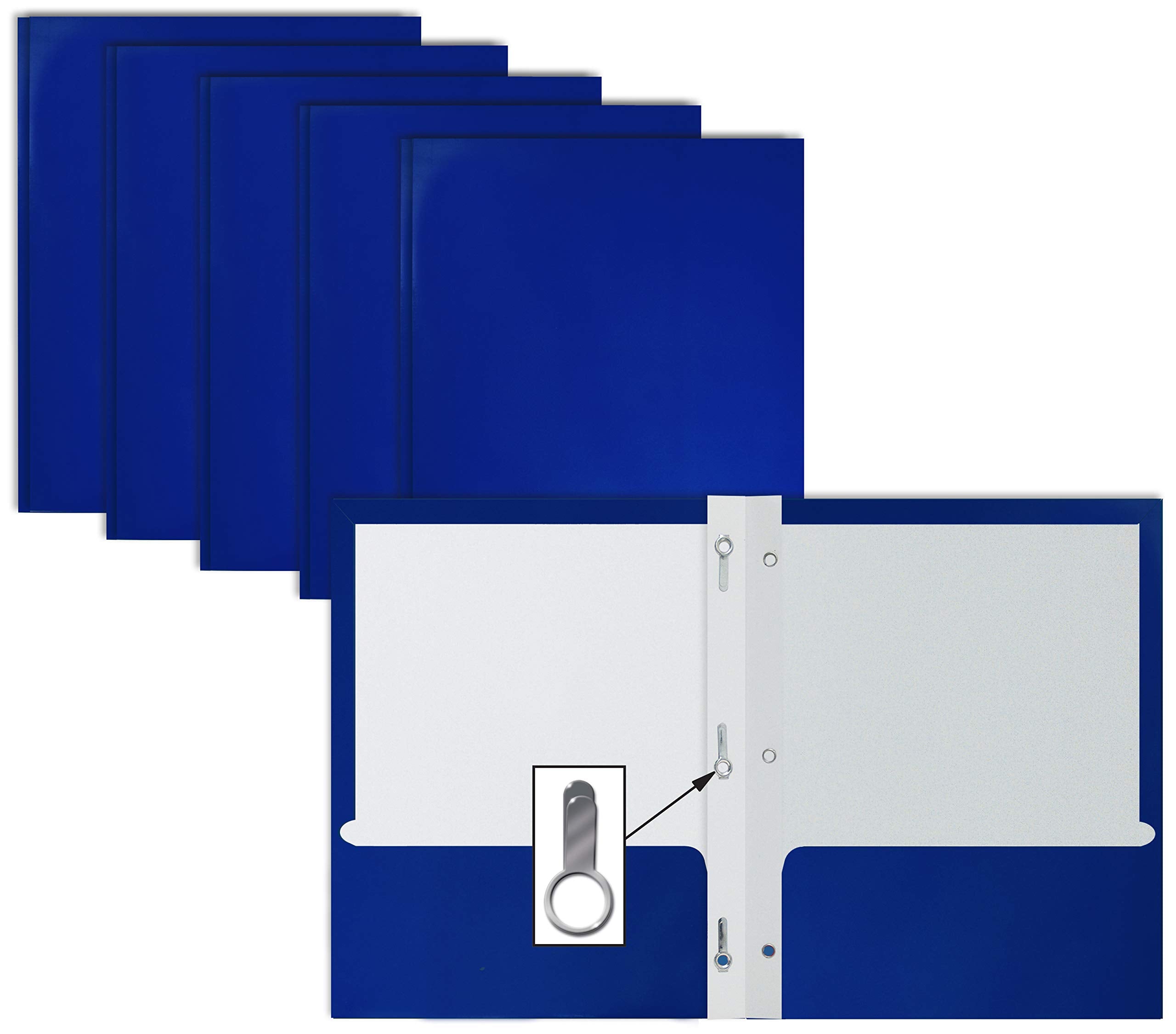 Better Office Products 25-Pack Glossy Blue 8.5 X 11-Inch File Folders With 3 Metal Prongs, Letter Size, 25/Pack