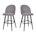 Flash Furniture Lyla Commercial Grade Modern Armless Barstools - Gray Faux Linen Upholstery - 30 Barstool - Contoured Backrest -