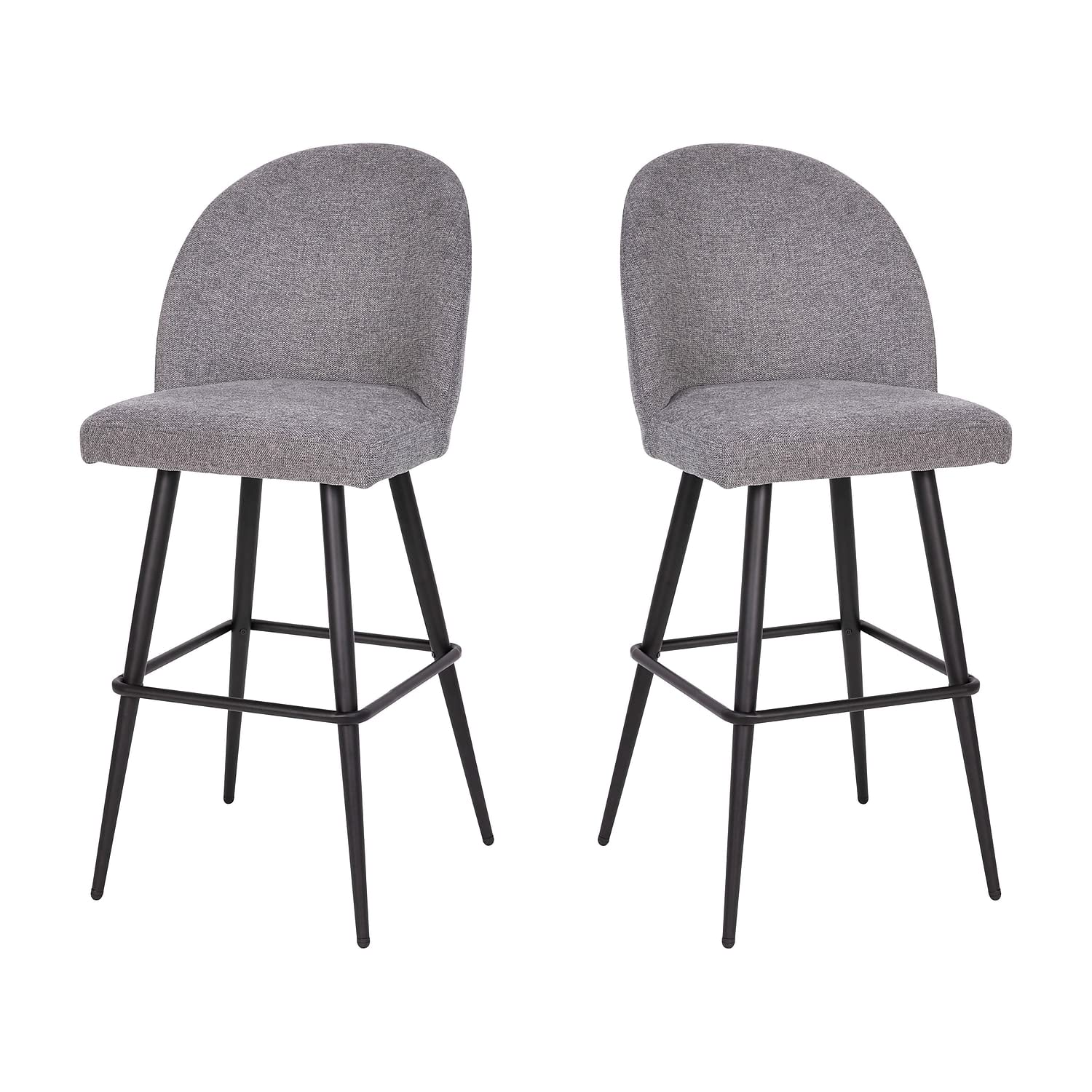 Flash Furniture Lyla Commercial Grade Modern Armless Barstools - Gray Faux Linen Upholstery - 30 Barstool - Contoured Backrest -