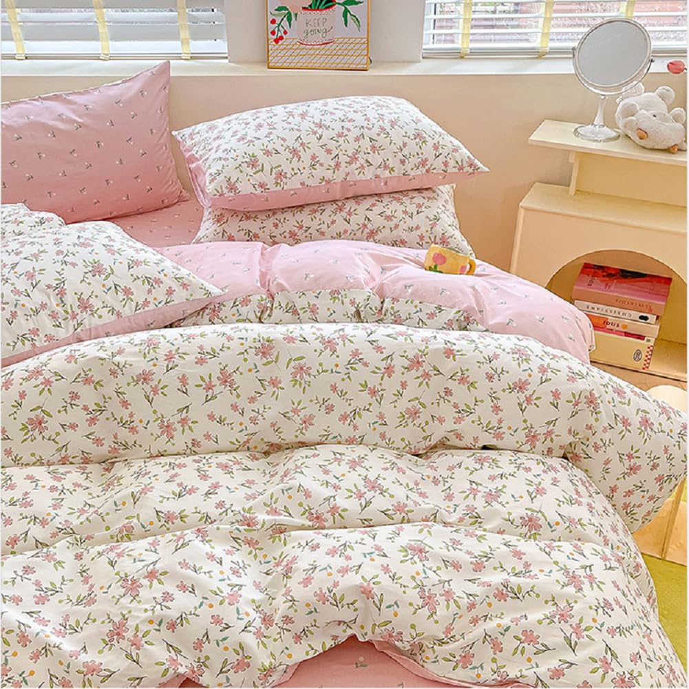 Pink Floral Duvet Cover Twin Garden Style White Duvet Cover Cotton Girls Pink Flower Comforter Cover Vintage Floral Botanical Du