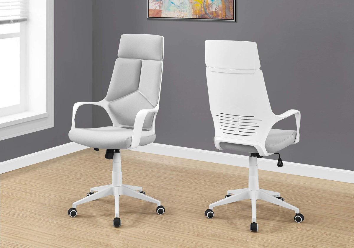 HomeRoots Foam,MDF, Metal, Nylon, Polypropylene,Polyester 45.75&quot; Foam White Polypropylene MDF and Metal High Back Office Chair