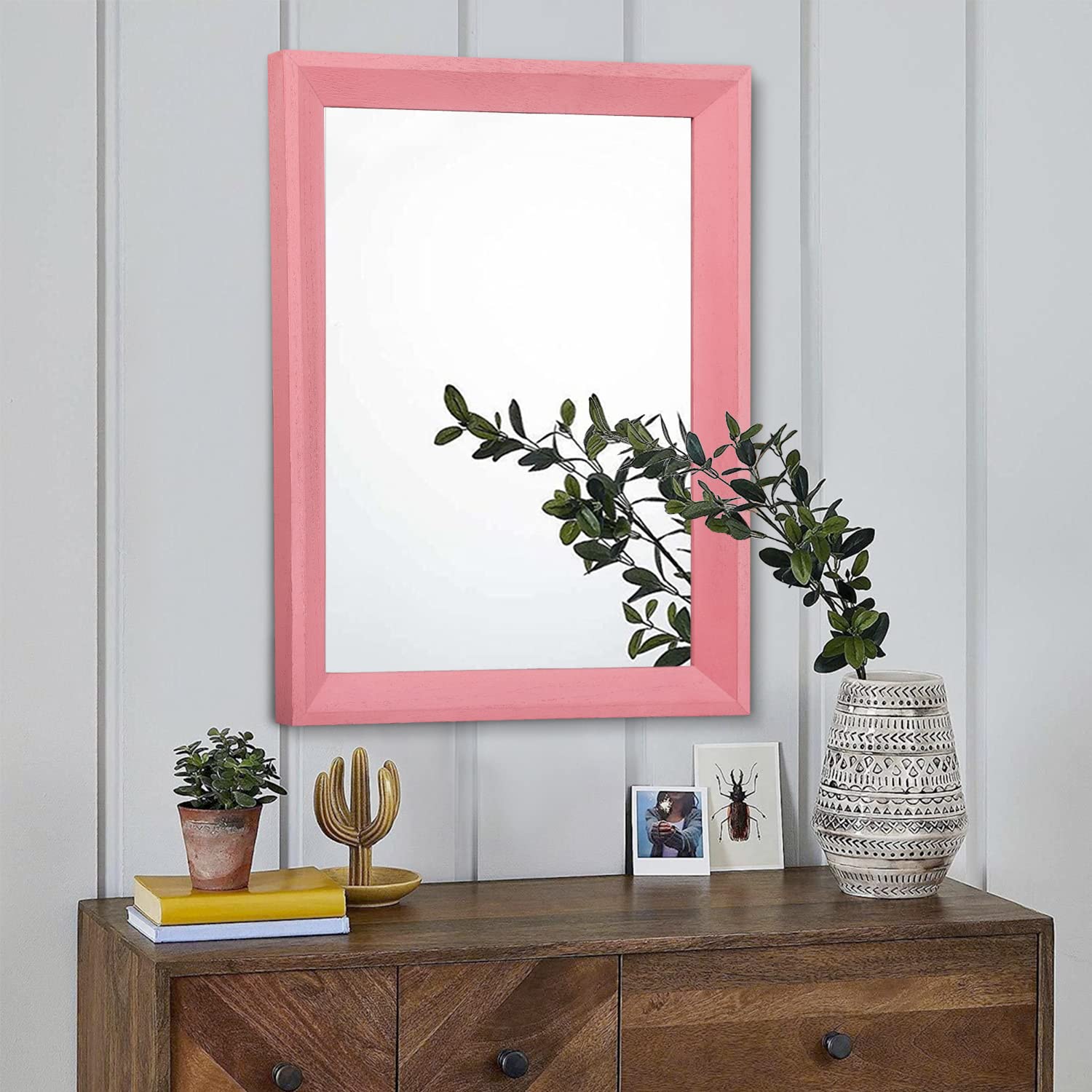 Aazzkang Rectangle Mirror 20''X16'' With Wood Frame Rustic Farmhouse Wall Mirror Decor Bedroom Bathroom Living Room Vanity Mirro