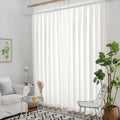 Melodieux Ivory Semi Sheer Curtains 108 Inches Long For Living Room Bedroom, Extra Long Linen Look Rustic Rod Pocket Sheer Drape