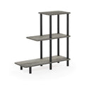 Furinno Turn-N-Tube 3-Tier Sofa Side Table Tall, French Oak Grey/Black