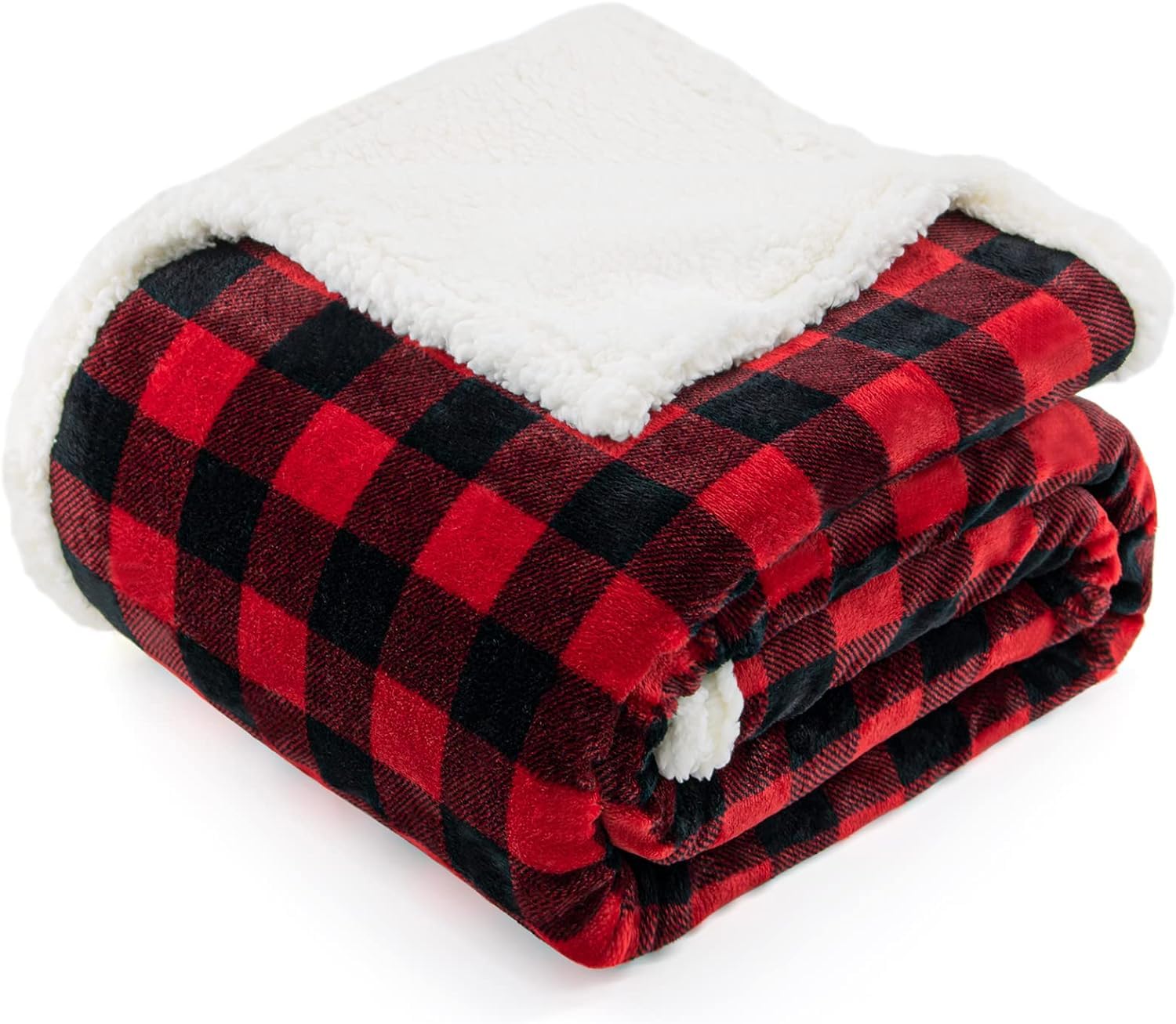 Beautex Sherpa Fleece Throw Blanket, Super Soft Warm Buffalo Plaid Plush Blankets And Throws, Lightweight Cozy Fuzzy Blanket For