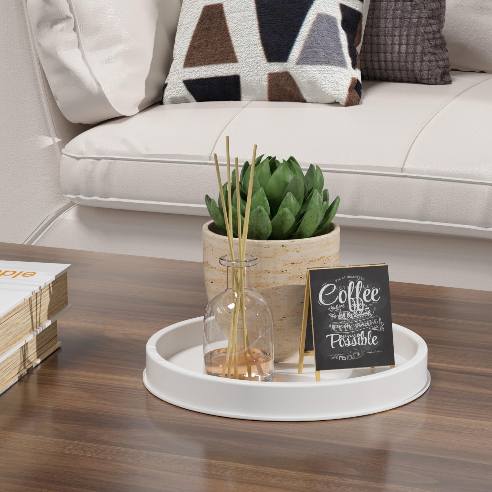 Hgf Bathroom Tray For Sponge Soap, 10 Inch Metal Iron Round Decorative Tray For Kitchen Counter Sink Centerpiece Countertop Orga