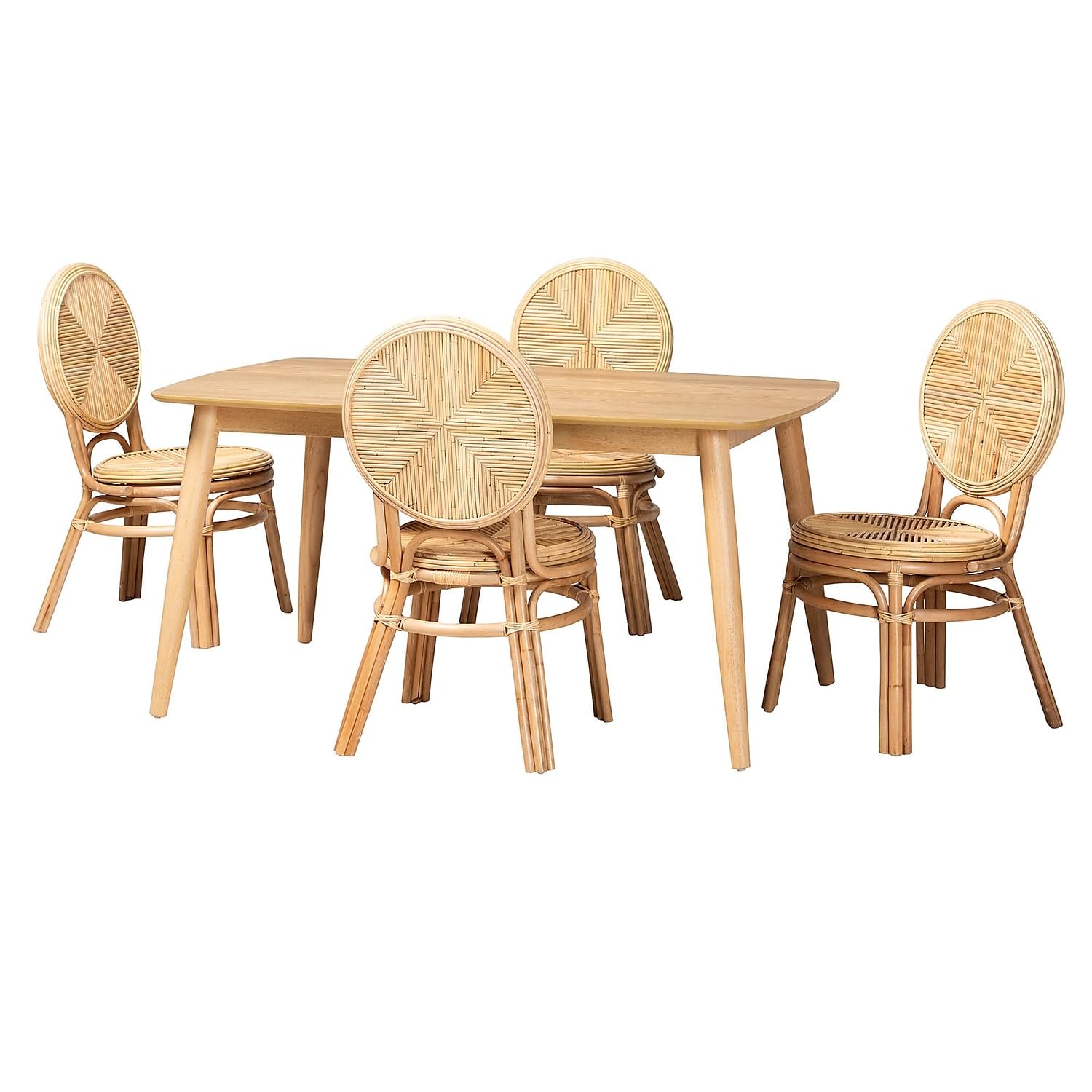 Baxton Studio Carita 59.1-inch W Dining Set, Natural Brown, 5-Piece (2341334613283HT)