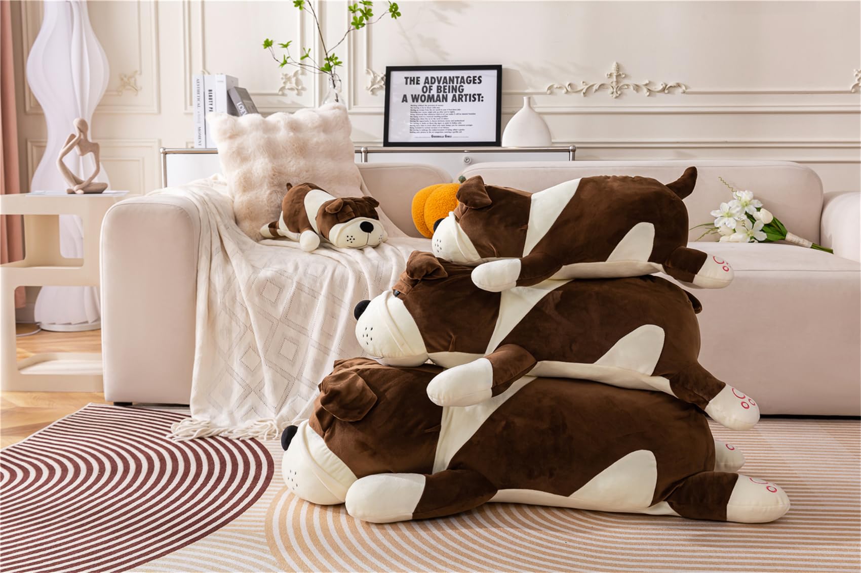 Rniuc Plush Dog Big Doll Cute Cartoon Soft Dog Big Pillow Long Throw Sleeping Pillow Doll Toy Pillow Plush Puppy Brown 31.4In/80