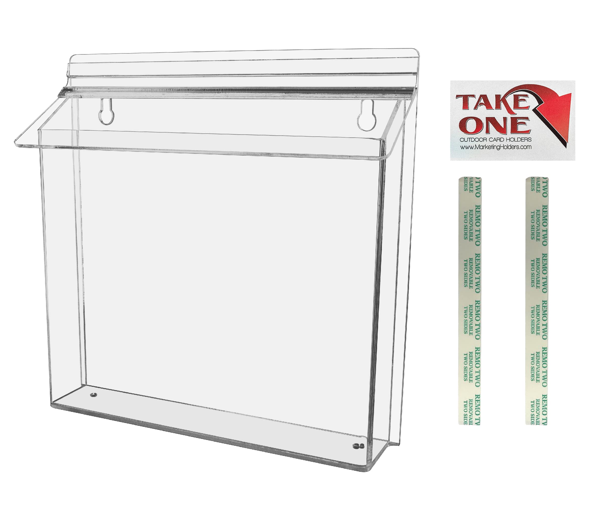 Marketing Holders Outdoor Brochure Holder With Take One Sticker Adhesive Strips Holds 11' X 8.5' Printed Materials Display Gra