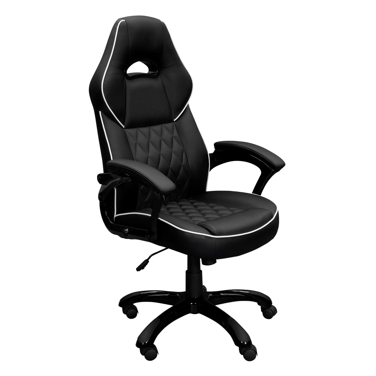 PU Leather Executive Chair with Padded Armrests, Height Adjustable Racing Style Office Chair with Tilt Control, Black