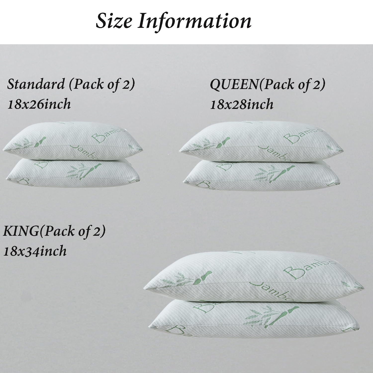 Hoxxme Shredded Memory Foam Pillows For Sleeping, Cooling Zippered Breathable Memory Foam Bed Pillow 2 Pack, Queen Size Firm Pil