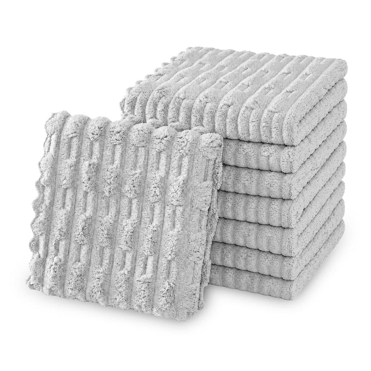 kimteny Microfiber Dish Cloths for Washing Dishes 8 Pack, Light Grey