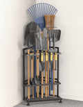 Lovind Garden Tool Organizer for Corner,Metal Yard Tool Organizer for LongHandled Tools/Rakes/Brooms,Side Garden Pocket,Heavy D