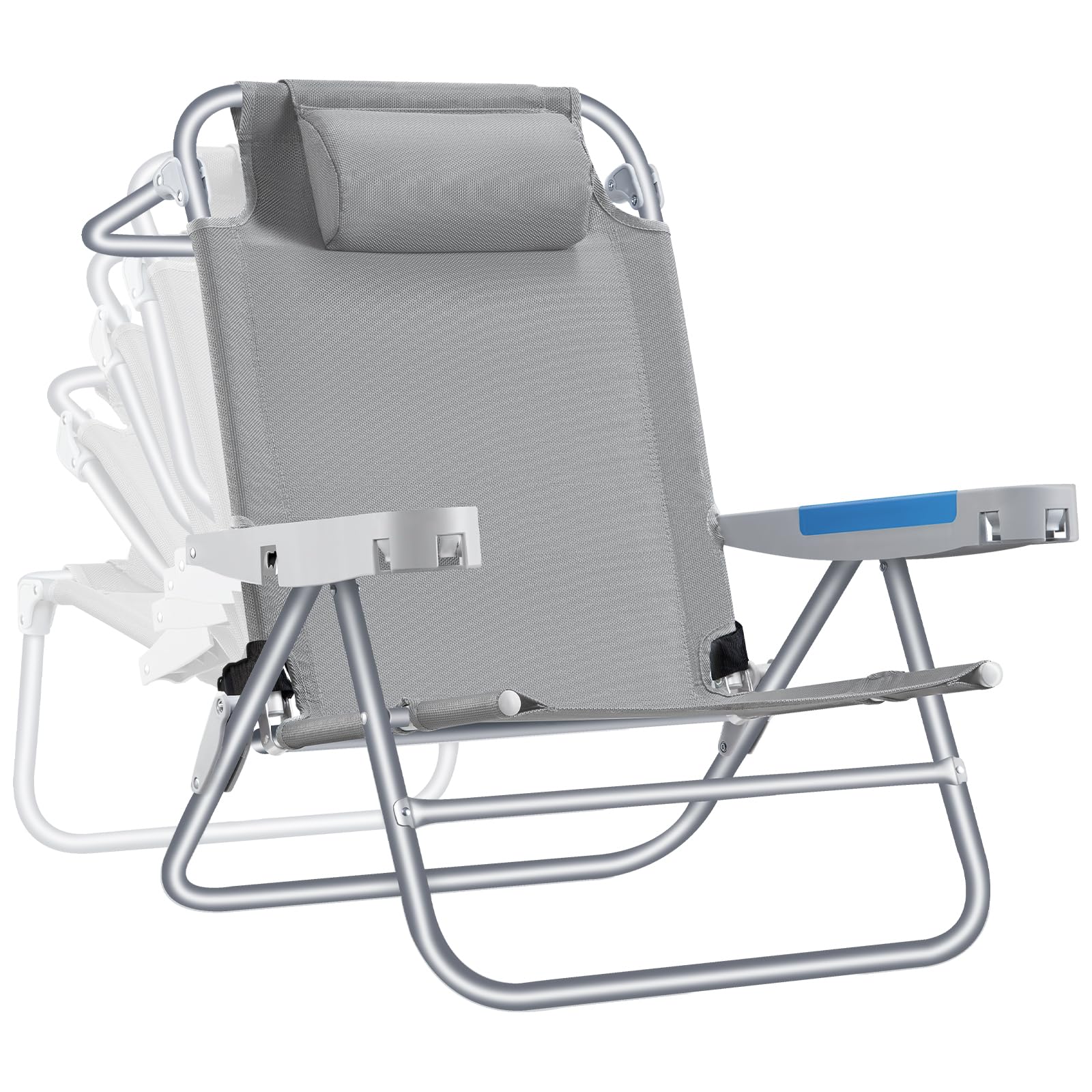 ICECO Backpacking Beach Chairs for Adults, 5 Positions Reclining Chair, Heavy Duty Folding Chairs, Portable Lay Flat Outdoor Cha
