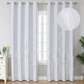 Estelar Textiler Greyish White 108 Inches Long Silver Palm Window Curtain Panels Room Darkening Curtains Thermal Insulated Light