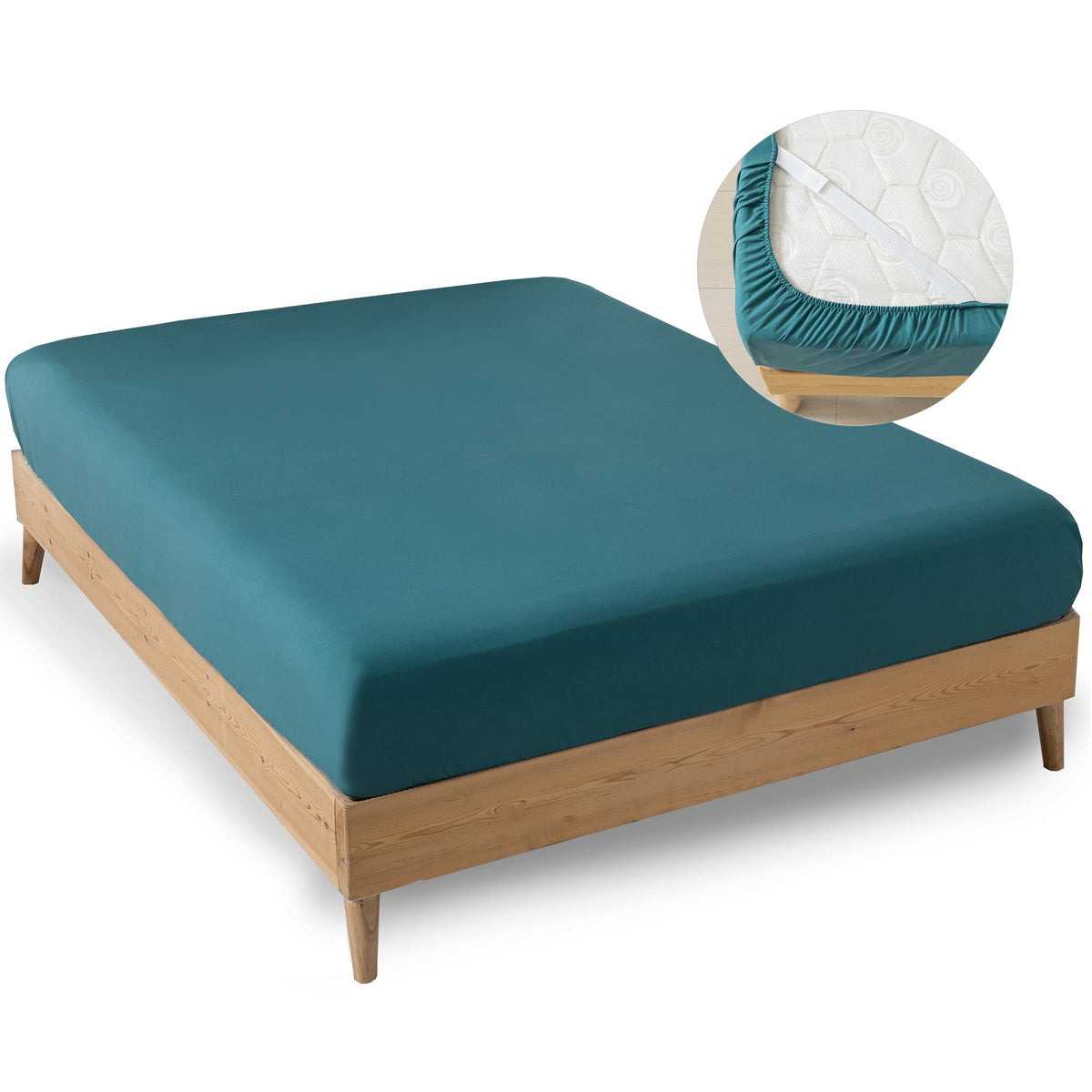 Minipanda Full Size Fitted Sheet Only With Bed Sheets Holder Straps For Corners, Keep Sheets From Coming Off - Ultra Soft - Micr