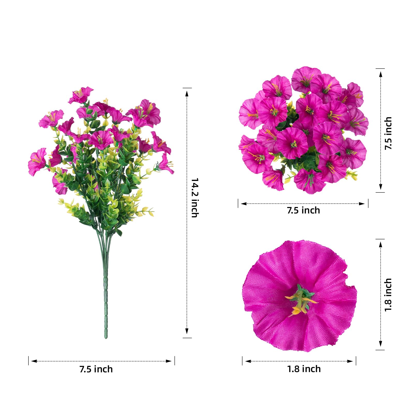 Ivydale Artificial Fake Outdoor Plants Flowers For Spring Summer Decoration, 12 Bundles Faux Silk Uv Sun Resistant Realistic Mor