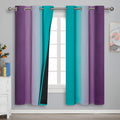 Estelar Textiler Ombre Teal And Purple Blackout Curtains 72 Inch Length 2 Panels, Grommet Thermal Insulated Gradient Drapes For