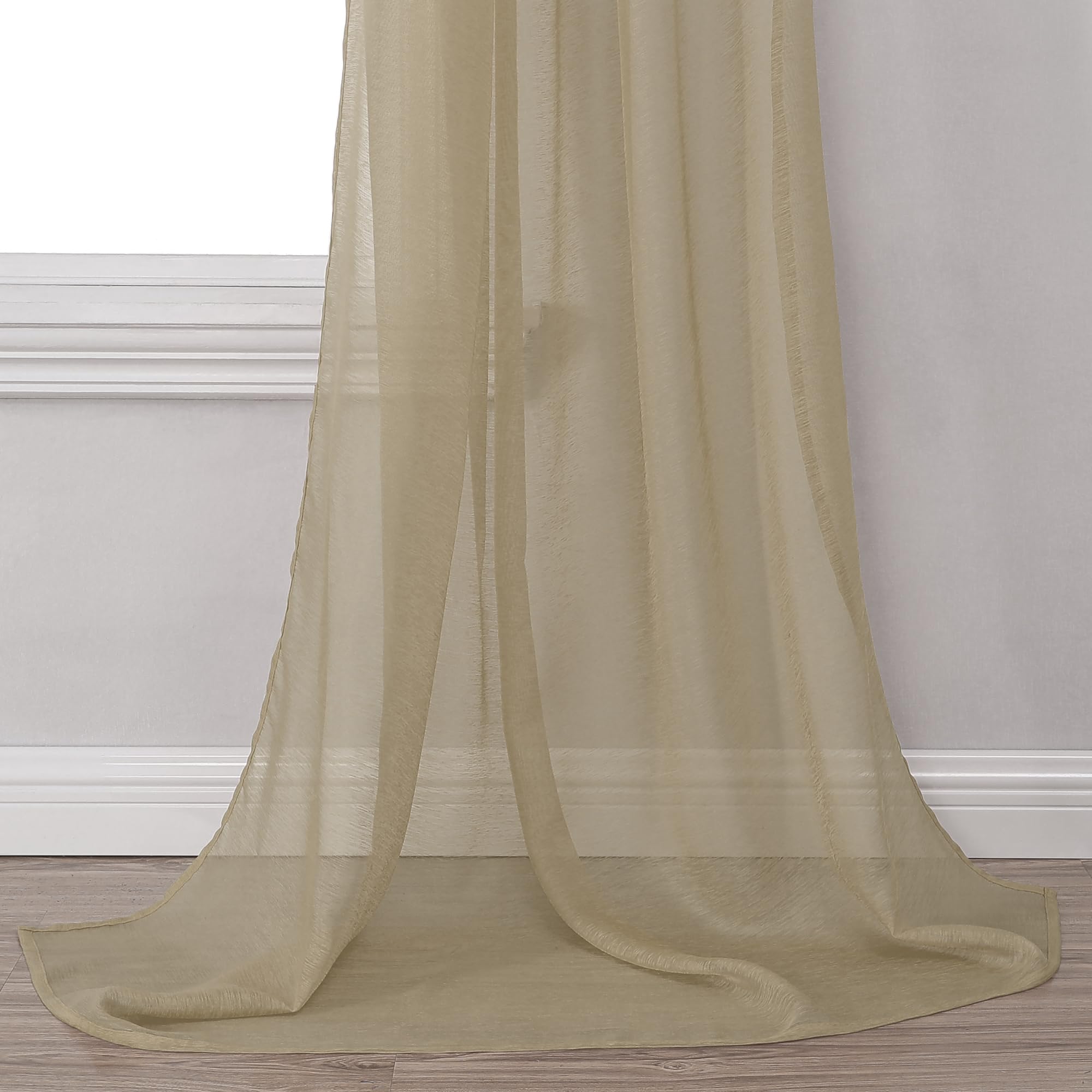 Donren Taupe Window Scarf For Background - Luxury Soft Sheer Scarf Add To Window Curtains For Enhanced Effect (52 By 216 Inch,1