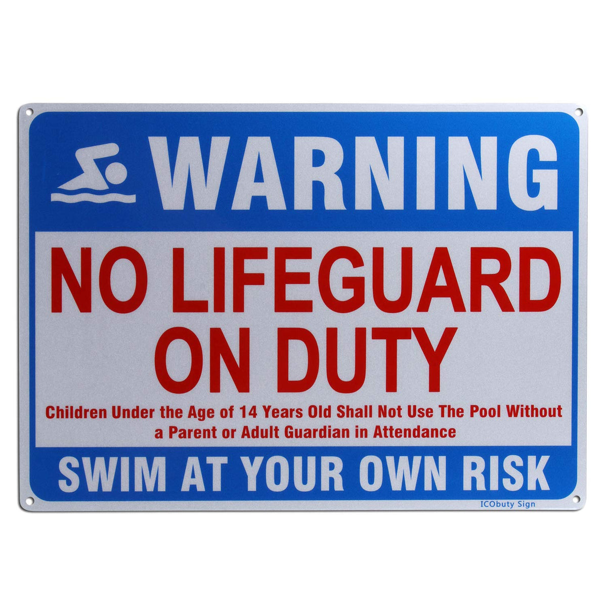 No Lifeguard On Duty Sign Pool Rules Sign No Glass Allowed In Pool Area Sign Reflective Signs 10 X 14 Inch Rust Free 40 Mil Alum