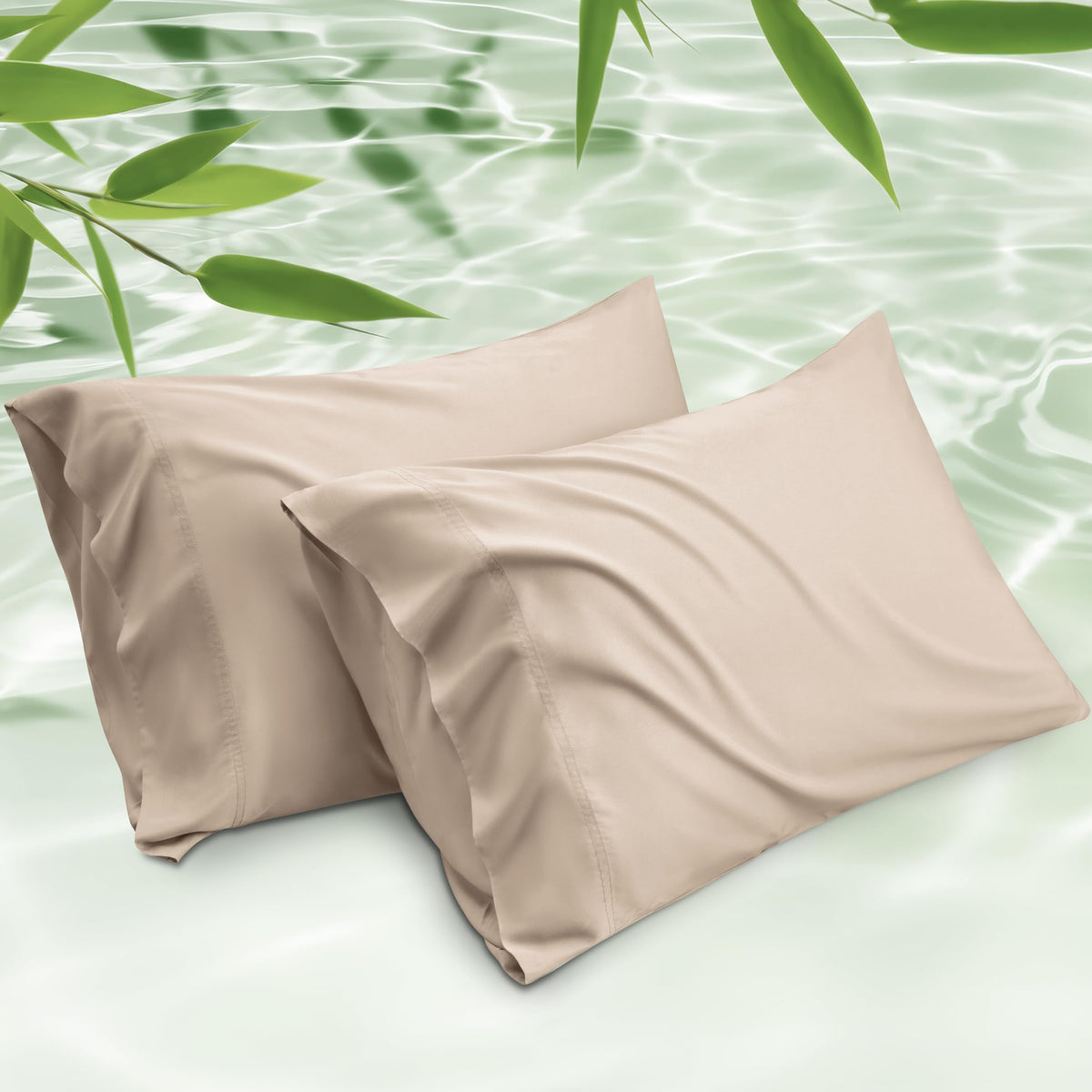 Bedsure King Size Pillow Cases Set Of 2, Rayon Derived From Bamboo Khaki Pillowcase, Cooling Pillow Cases For Hot Sleepers, Soft
