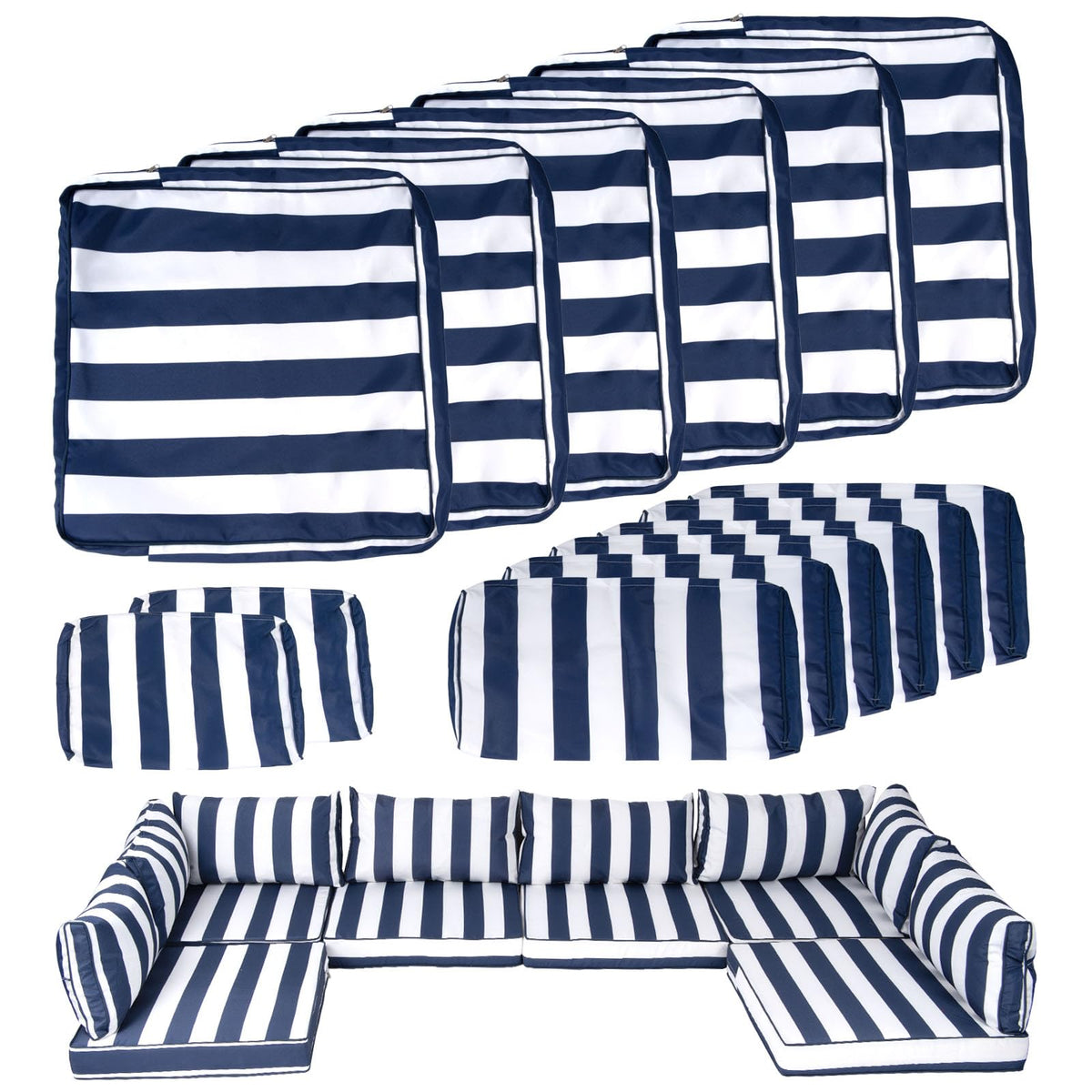 14 Piece Outdoor Patio Cushion Covers Replacement, Fit 7 Piece 6-Seater Wicker Rattan Patio Furniture Conversation Set, Outdoor