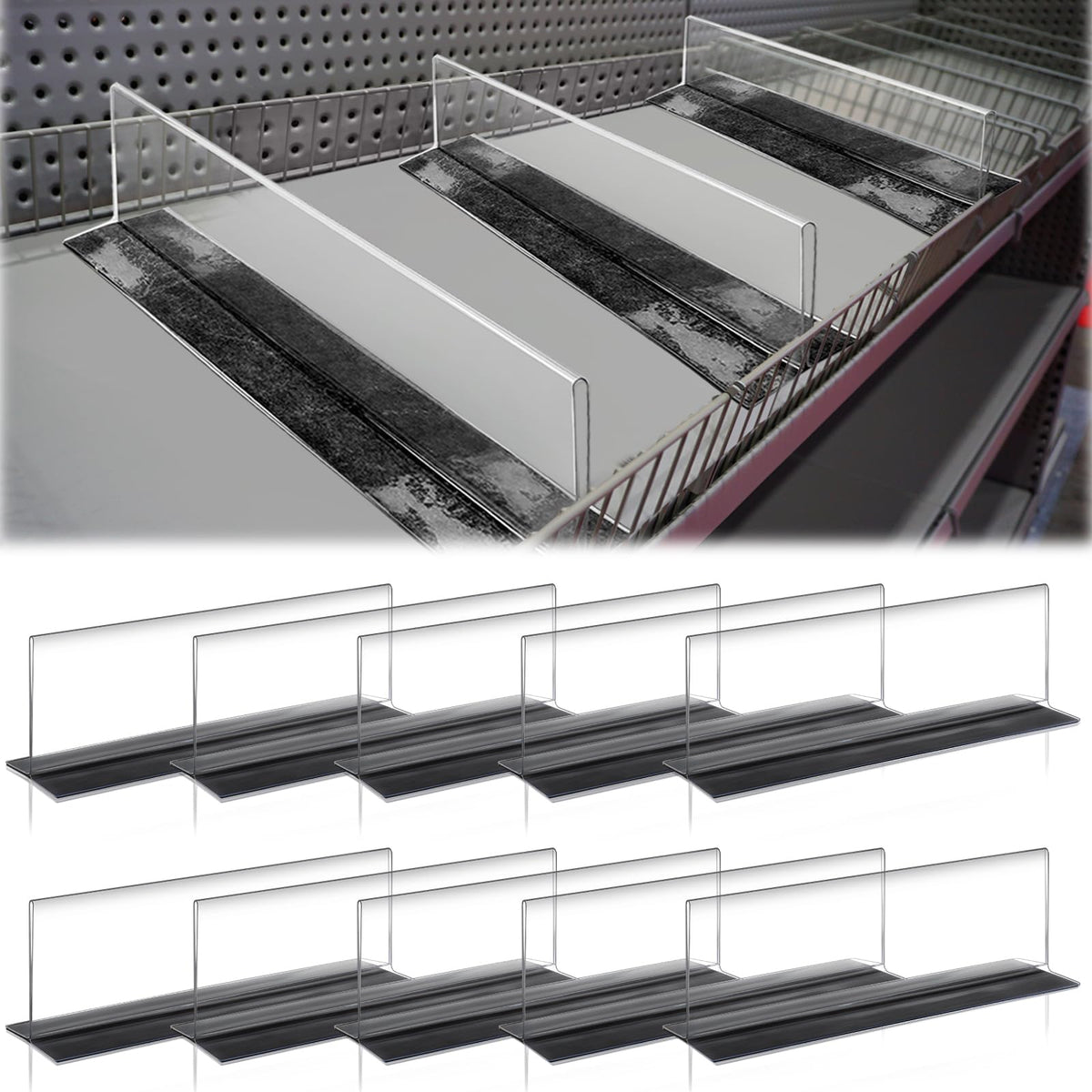 Geelin 10 Pcs Magnetic Shelf Dividers, Clear 12 L X 2 W X 3 H