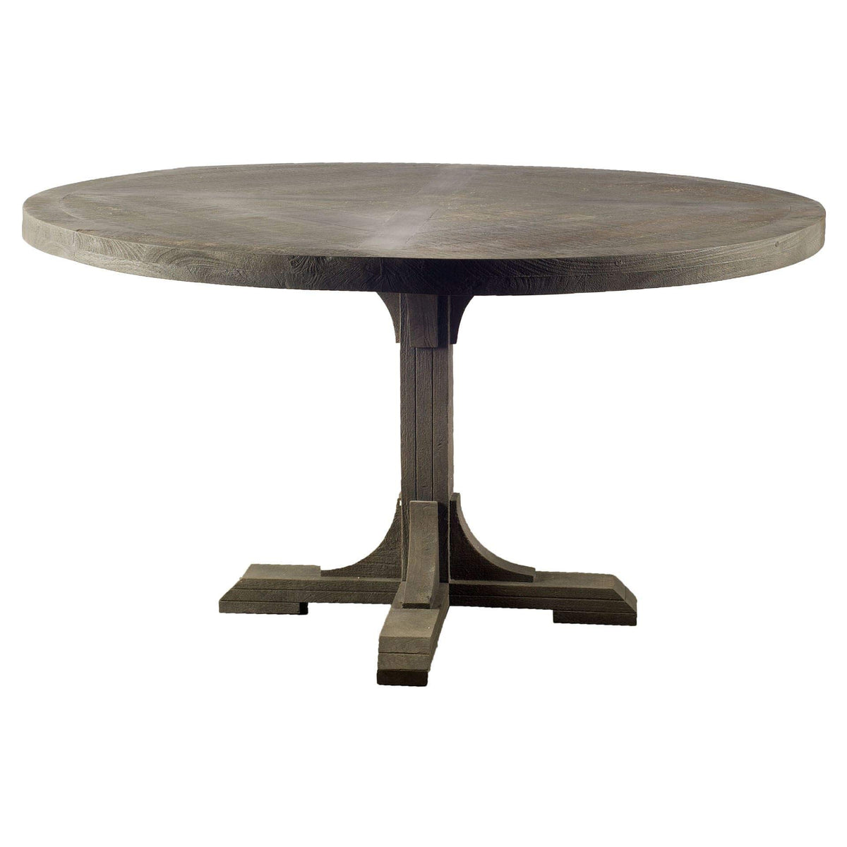 HomeRoots Brown 54&quot; Circular Solid Wood Top with Pedestal Style Base Dining Table