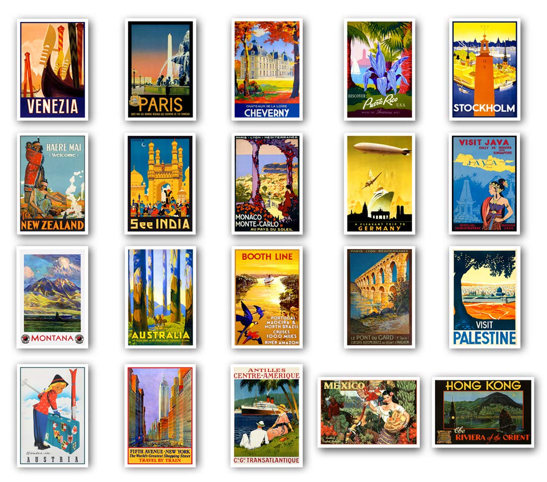 Vintage Travel Posters Postcard Set Of 20. Depicting The Original 1920S-1940S Posters. Variety Pack Reprint Postcards. Made In U