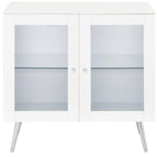 Coaster Home Furnishings Nieta 2-Tier Accent Cabinet with Glass Shelf White High Gloss and Chrome