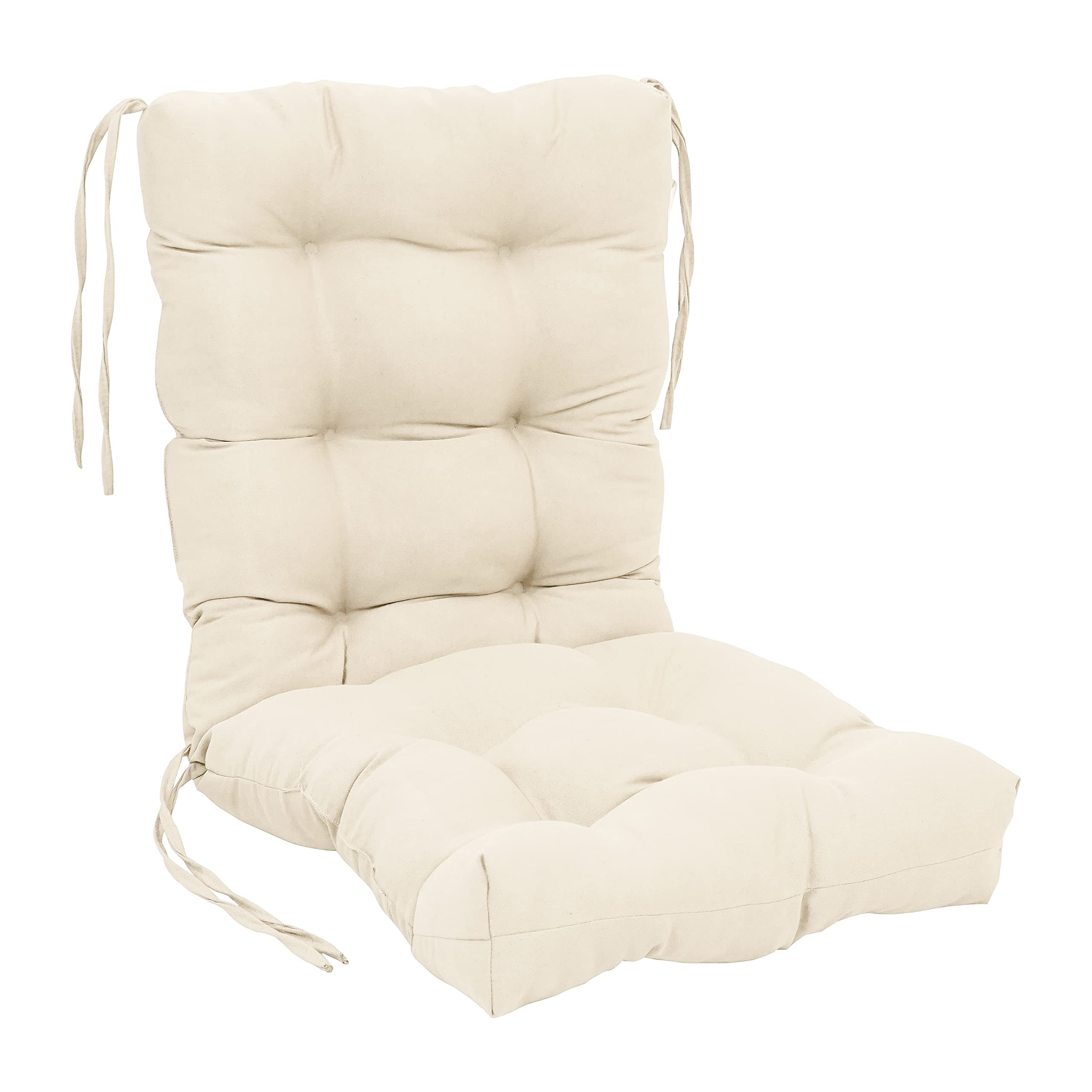Blazing Needles 18 38-inch Twill Seat/Back Tufted Chair Cushion, 18 x 38, Natural