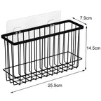 Toplife Black Wall Door Adhesive Kitchen Wrap Organizer Rack, No Drilling, Set of 1, Space-Saving Storage Solution