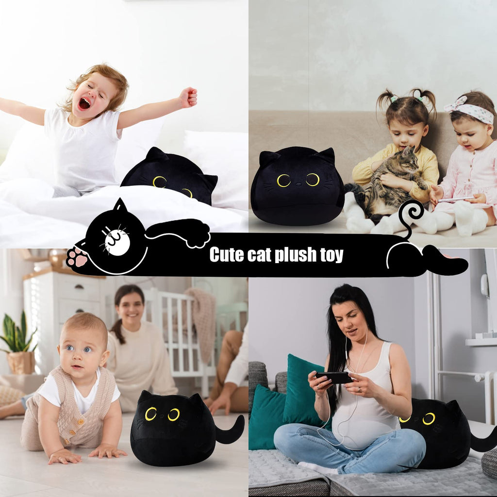 Auderhine 16' Black Cat Plush Toys, Cute Cat Pillow Soft Baby Plushies For Kids, Cat Stuffed Animals Kawaii Plush Toys Gift For