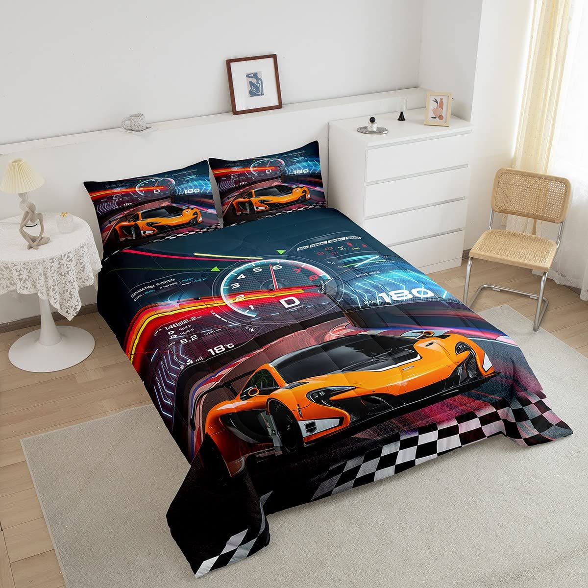 Feelyou Race Car Bedding Set Boys Extreme Sports Comforter Set For Kids Boys Cool Car Comforter Car Sports Quilt Set 1 Comforter