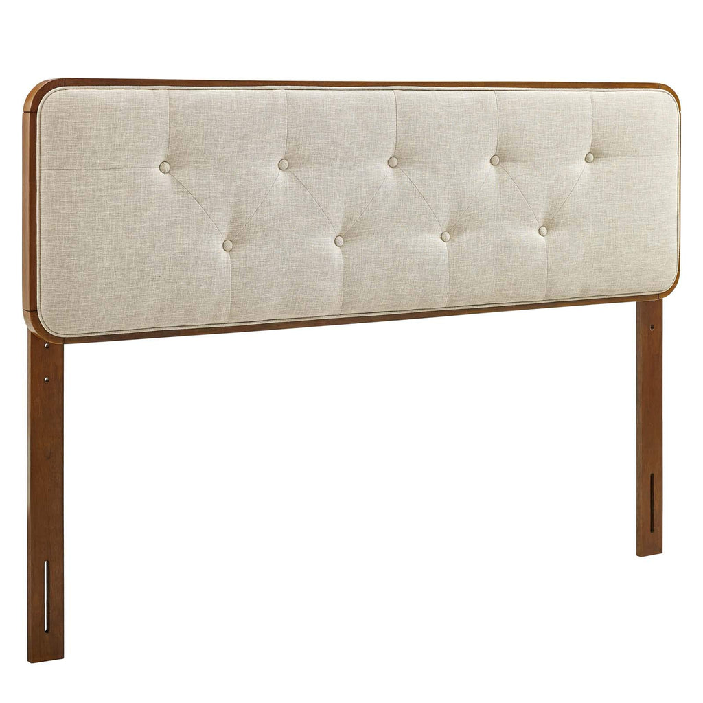 Modway Mod-6233-Wal-Bei Collins Tufted Full Fabric And Wood Headboard, Walnut Beige