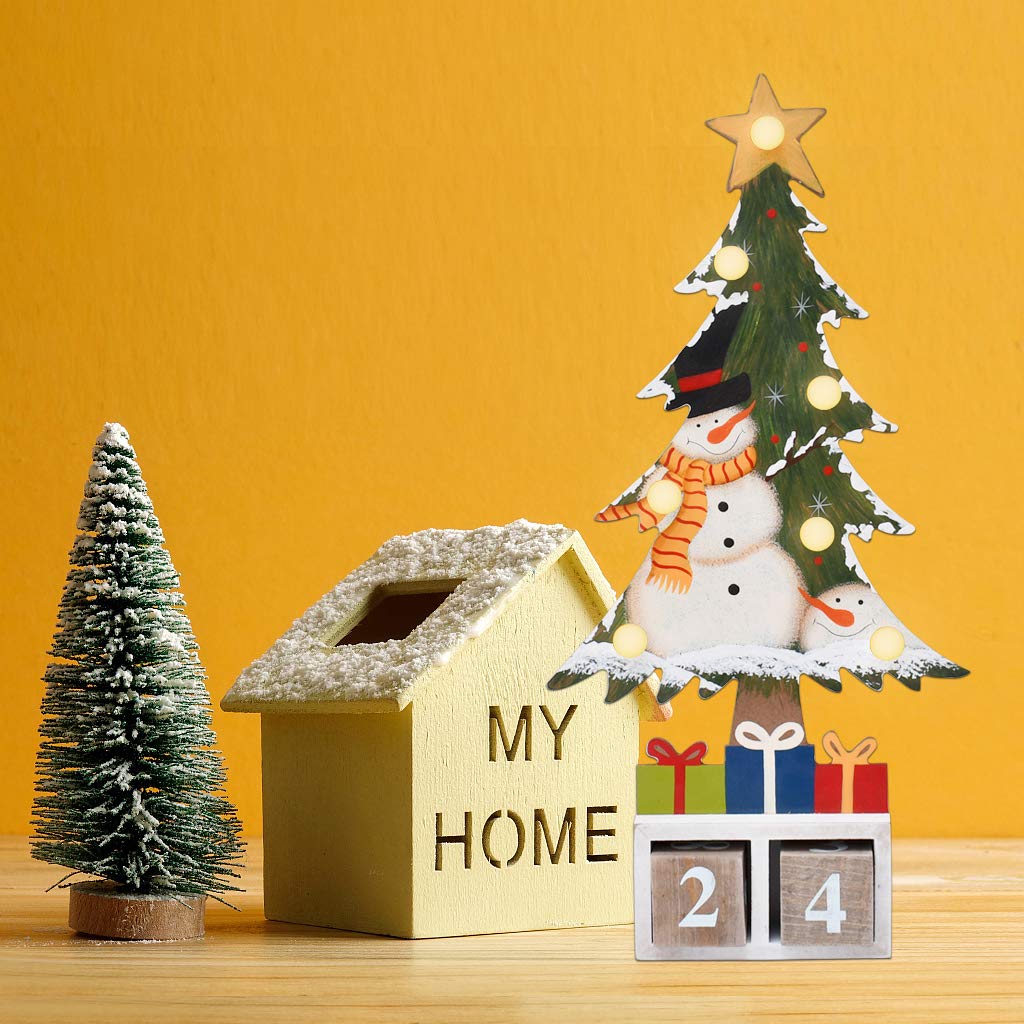 17.75' Christmas Tree Wooden Advent Calendar With Led Light Countdown To Xmas Advent Calendar Tabletop Christmas Countdown With