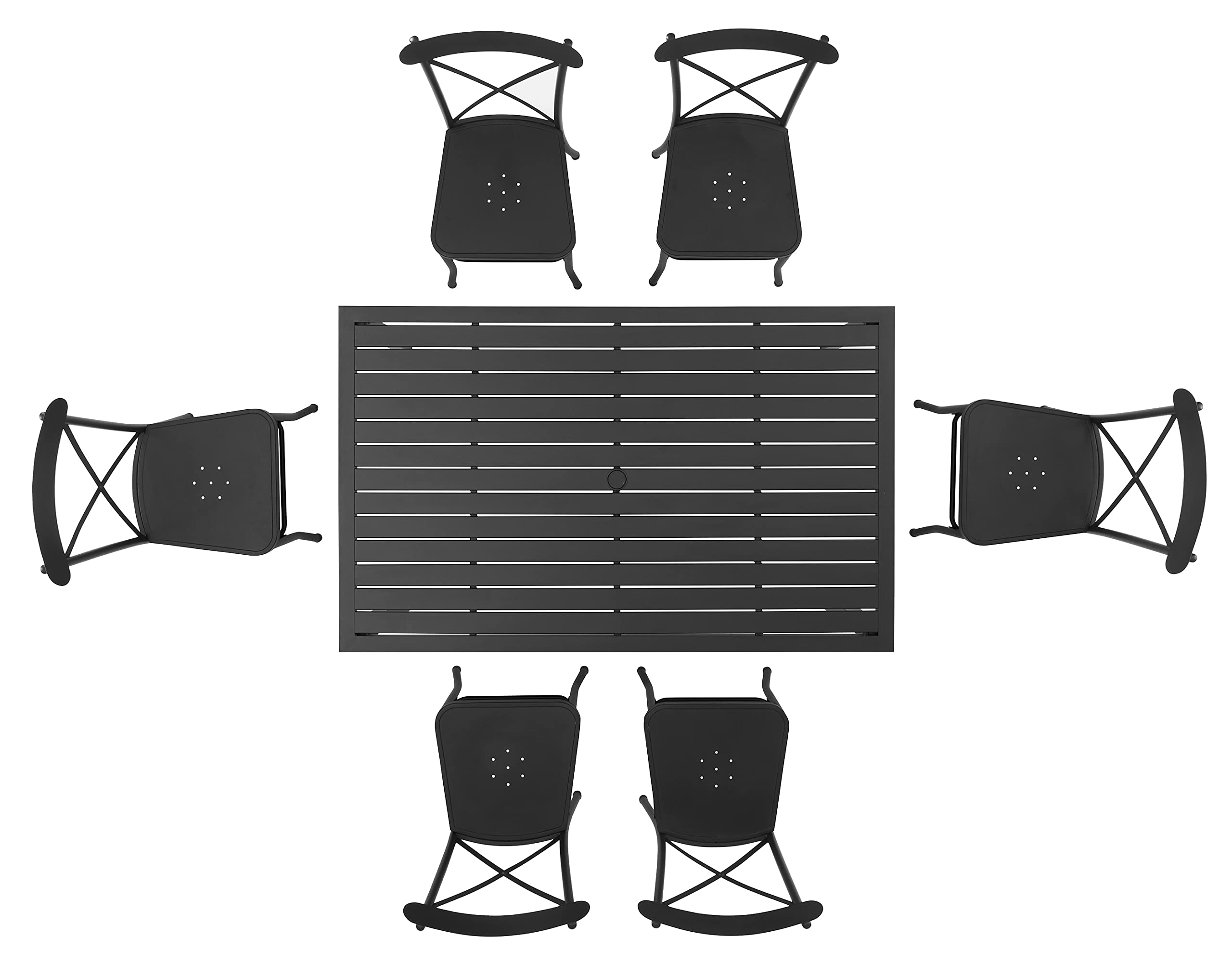 Crosley Furniture Astrid 7-Piece Outdoor Dining Set for 6, Patio Table and Chairs for Backyard, Deck, Matte Black