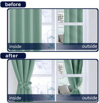 Hiasan Light Sage Curtains 63 Inch Long Sewn With Tiebacks, Rod Pocket & Back Tab Blackout Thermal Insulated Christmas Drapes, R