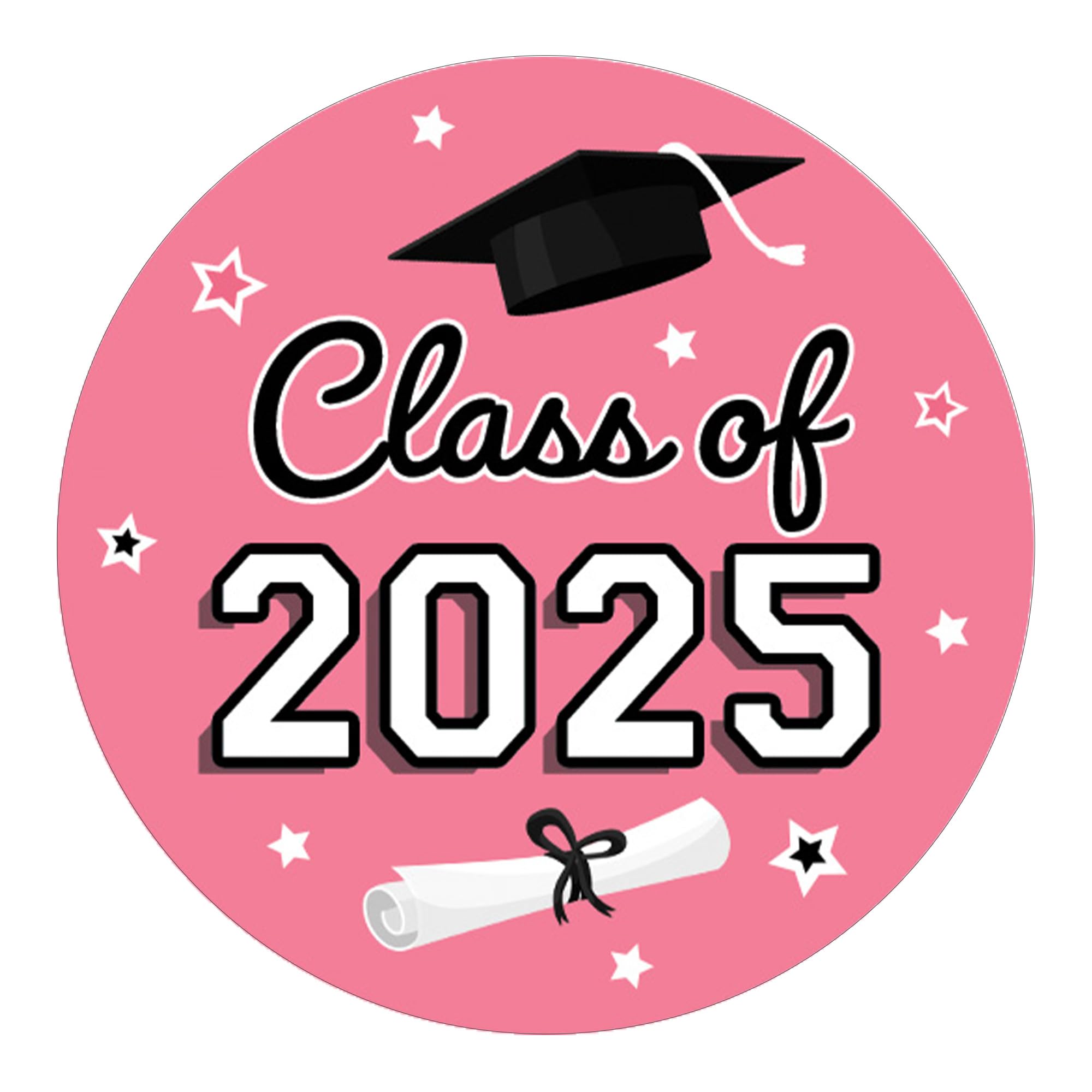 Pink Graduation Party Favors Stickers, Class Of 2025 Graduation Envelope Seals, Candy Stickers - 40 Count