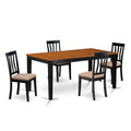 East West Furniture NIAN5-BCH-C 5 Piece Dining Room Furniture Set Includes a Rectangle Kitchen Table with Butterfly Leaf and 4 Linen Fabric Upholstered Chairs, 36x66 Inch, Black & Cherry