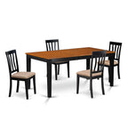 East West Furniture NIAN5-BCH-C 5 Piece Dining Room Furniture Set Includes a Rectangle Kitchen Table with Butterfly Leaf and 4 Linen Fabric Upholstered Chairs, 36x66 Inch, Black & Cherry