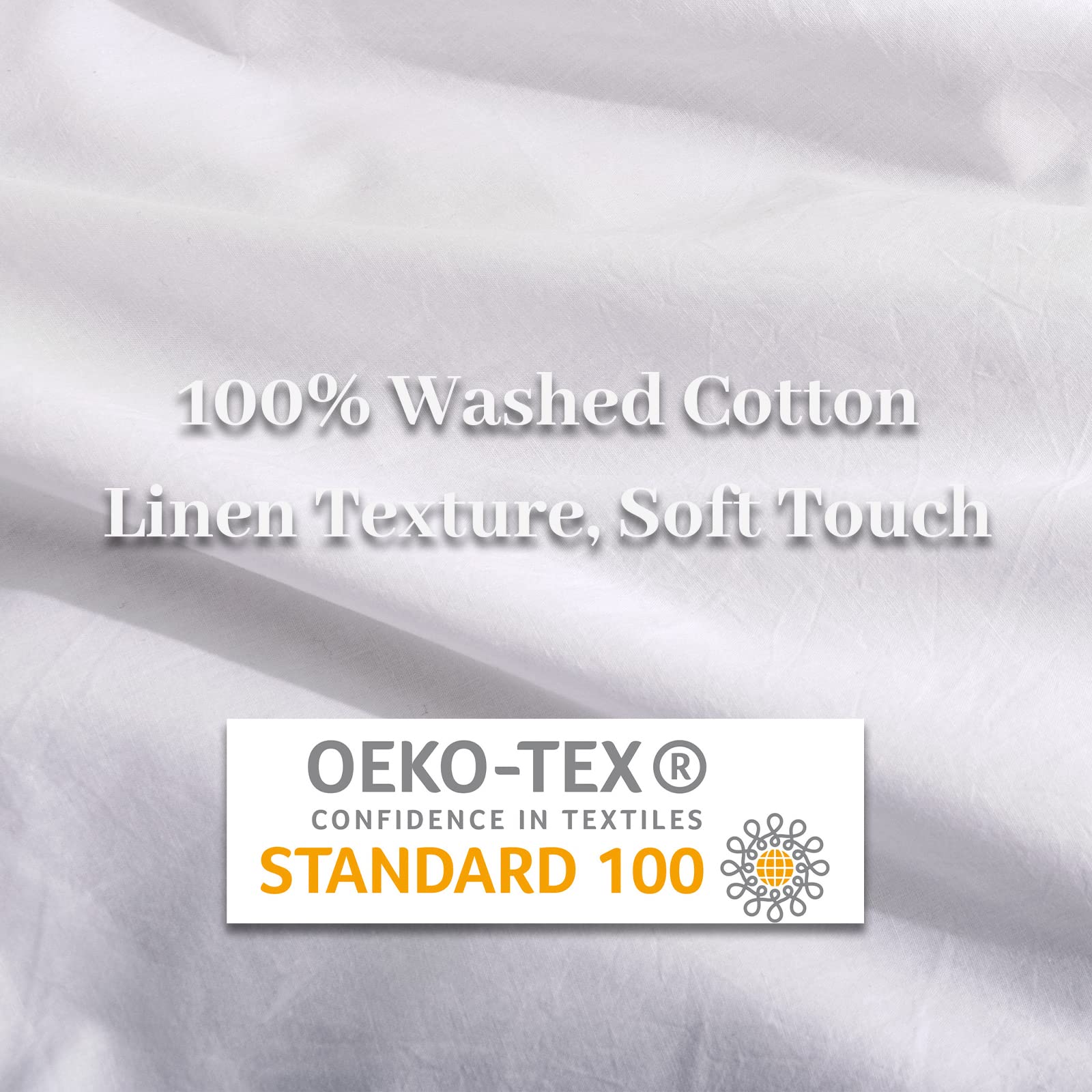 Nexhome Pro Duvet Cover Set Oversized Queen 98'X98' Linen Look Textured Cream White Organic Natural 100% Washed Cotton Duvet Cover 3 Pieces Bedding Set Zipper Closure, Breathable, Soft (No Comforter)