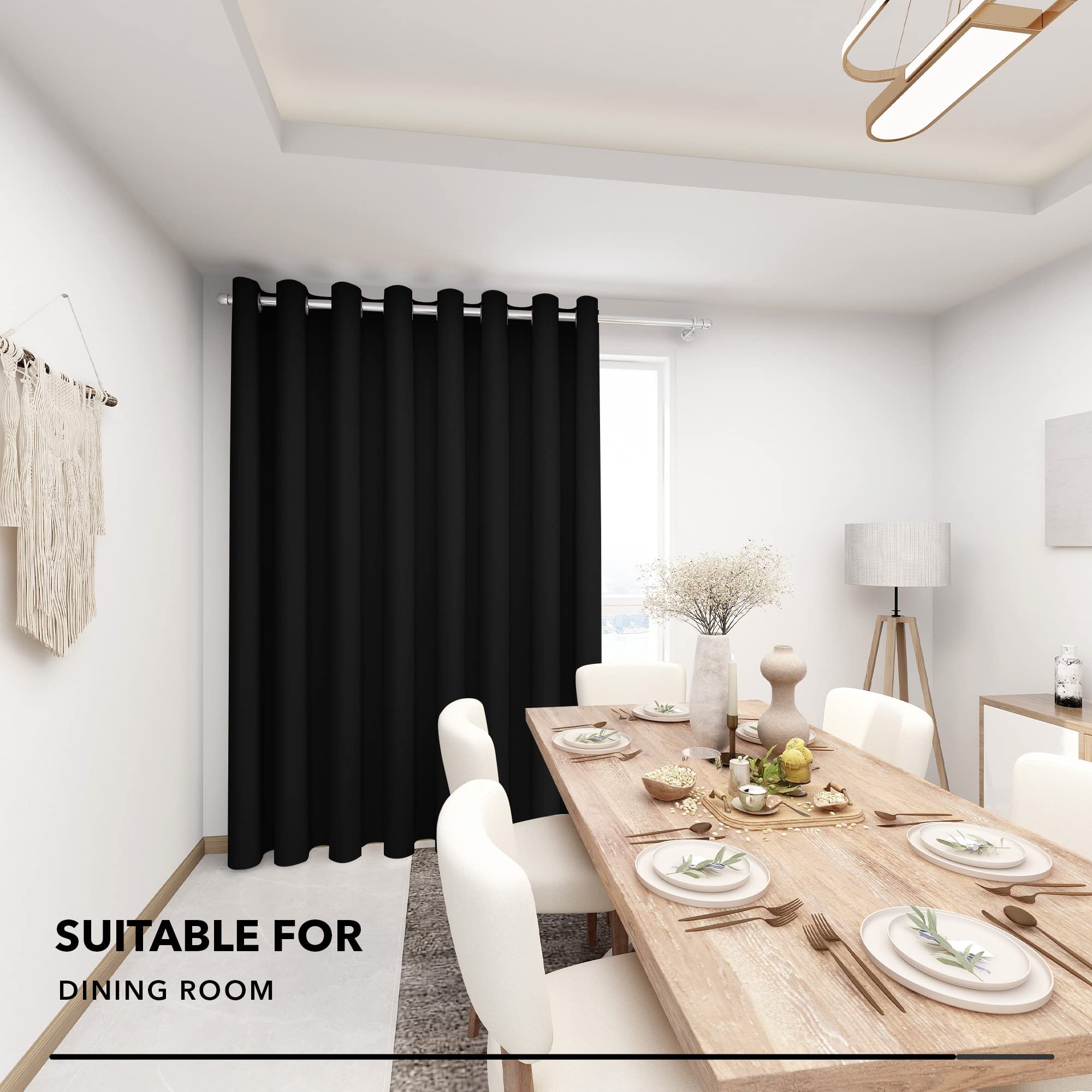 Deconovo Blackout Room Darkening Thermal Insulated Wide Panel Curtains For Bedroom 100 X 84 Inch Black 1 Panel