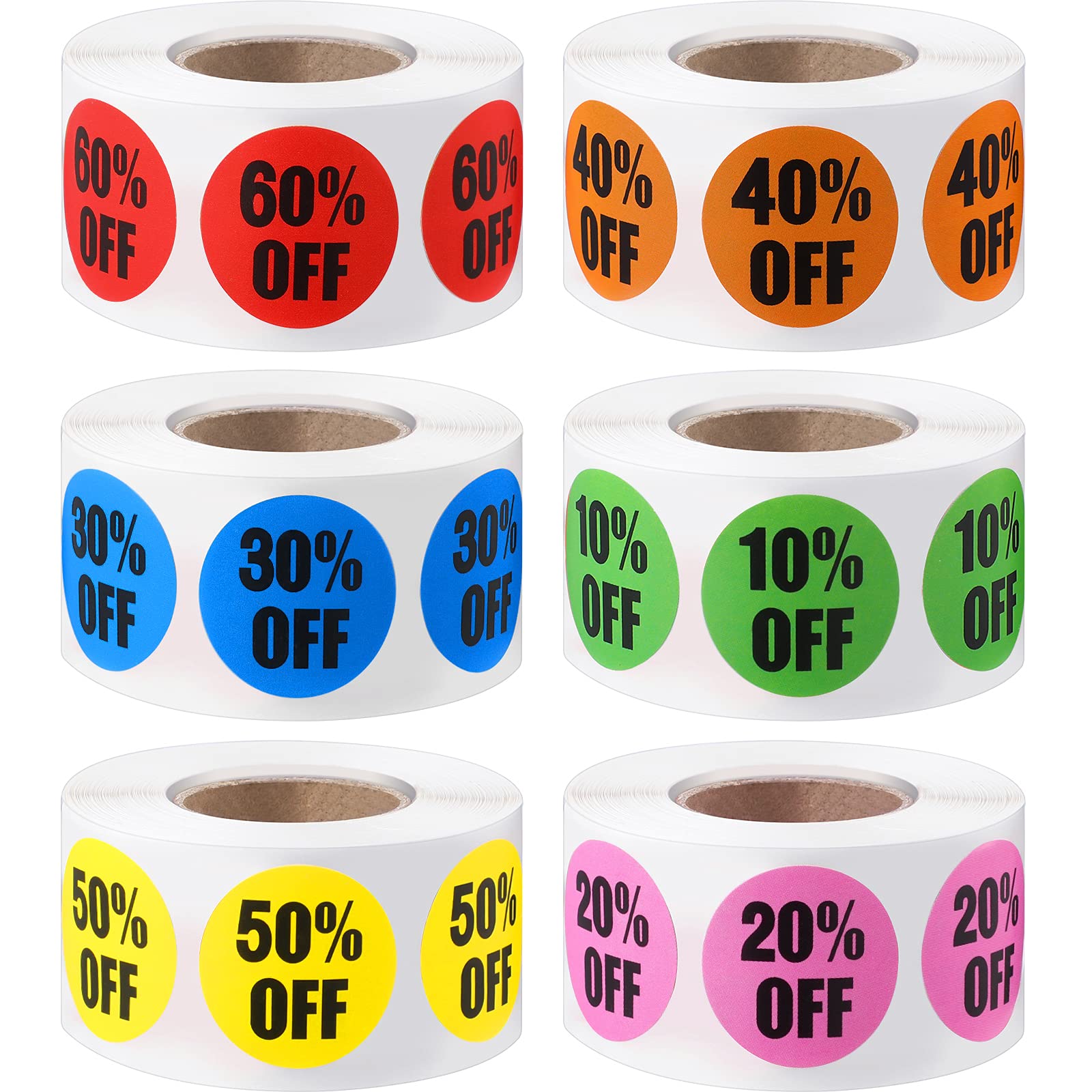 3000 Pieces Percent Off Sticker 10 To 60 Percent Discount Stickers Labels Adhesive Labels Sale Stickers For Retail Store, 7/8 In