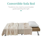 Best Choice Products Faux Leather Upholstered Modern Convertible Futon, Adjustable Folding Sofa Bed, Guest Bed W/Removable Armrests - Taupe