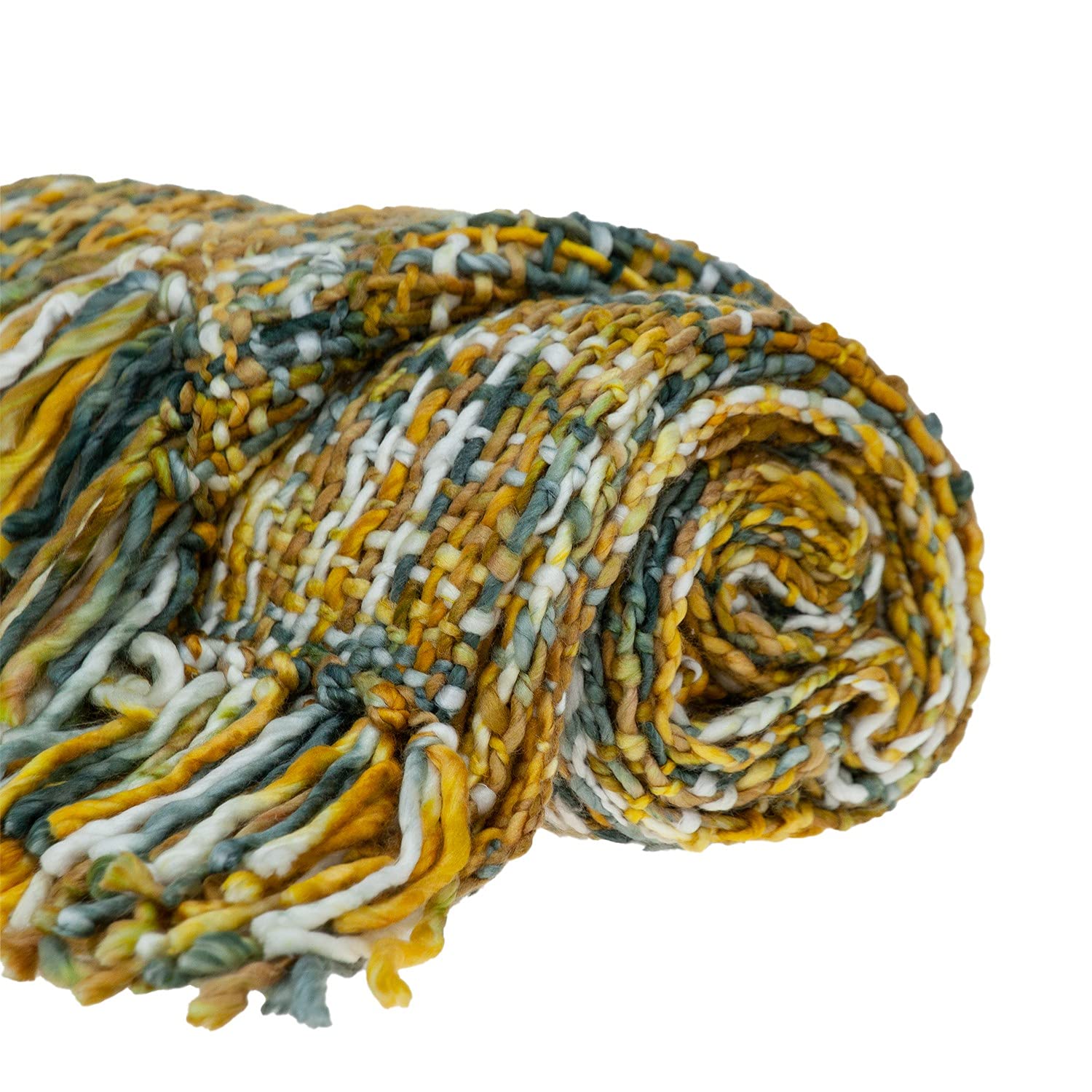 HomeRoots 100% Acrylic Boho Yellow and Gray Basketweave Throw Blanket