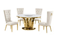 Best Quality Furniture D325-4Sc334 Dining Set, 5 Piece, Cream/Gold