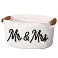 Meanplan Wedding Gifts Basket with Handles, Mr & Mrs Cotton Rope Basket