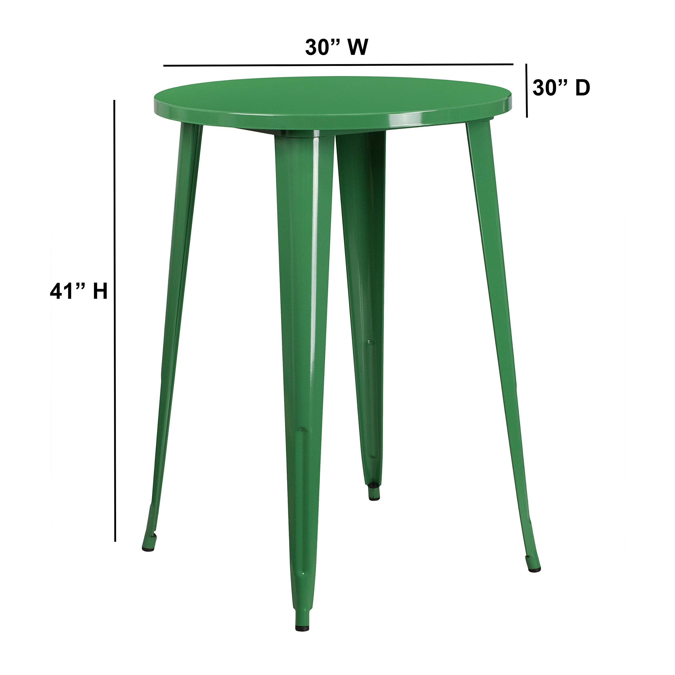 Flash Furniture Philip Commercial Grade 30&quot; Round Green Metal Indoor-Outdoor Bar Height Table