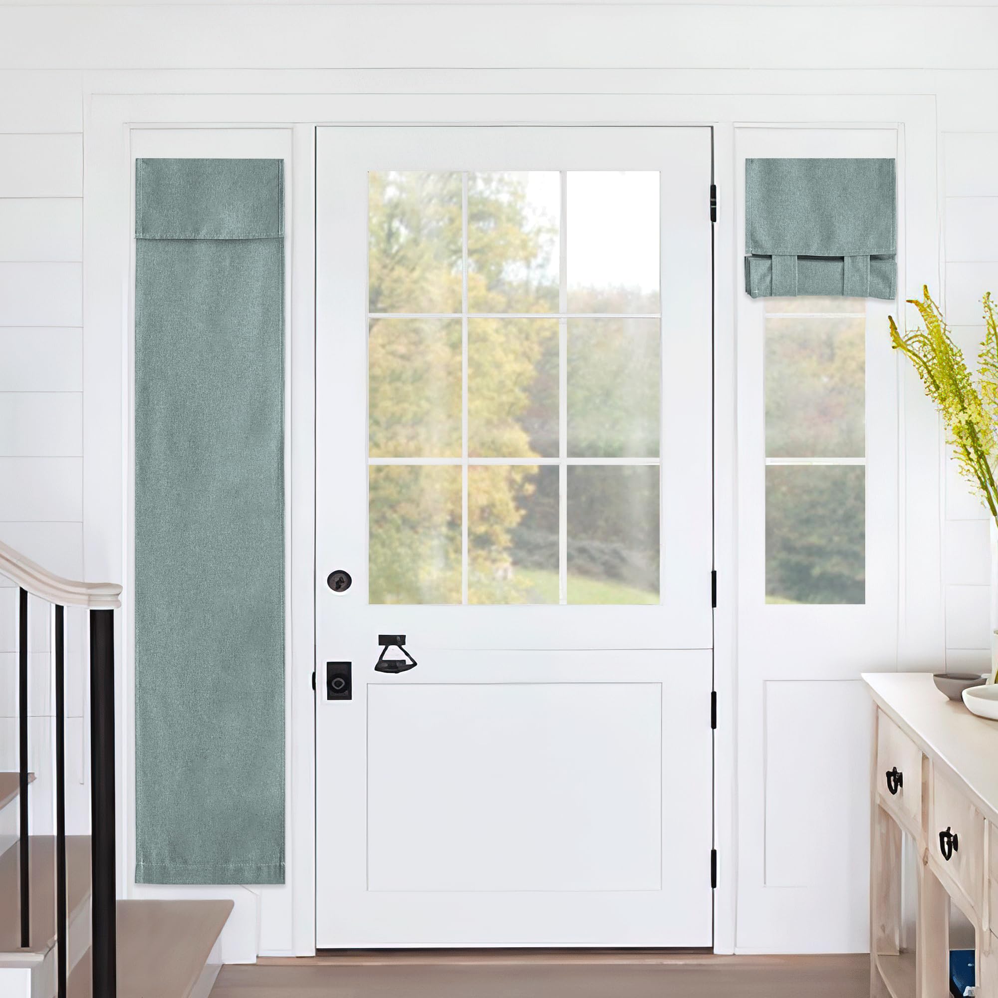 Ryb Home Sidelight Door Curtains, Thermal Insulated Linen Blend Front Door Window Curtains For French Door Full Privacy Assured Small Shade For Side Door Patio Glass Door W12 X L69 In 1 Pc Stone Blue
